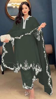 Green embroidered faux georgette salwar suit 1