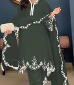 Green embroidered faux georgette salwar suit