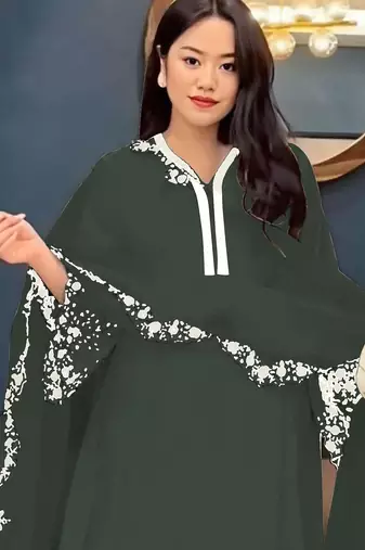 Green embroidered faux georgette salwar suit