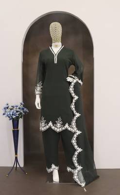 Green embroidered faux georgette salwar suit 3