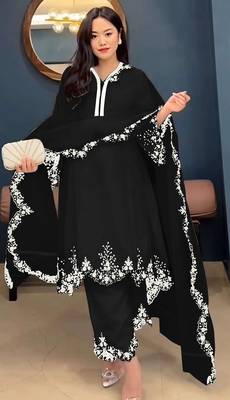 Black embroidered faux georgette salwar suit 1