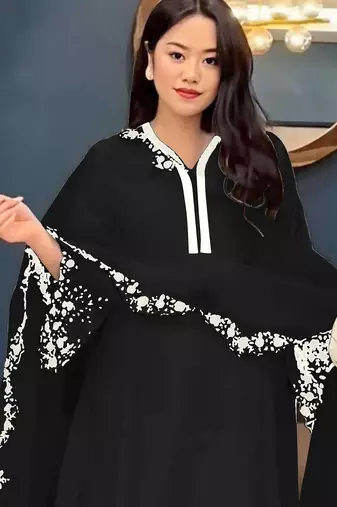 Black embroidered faux georgette salwar suit