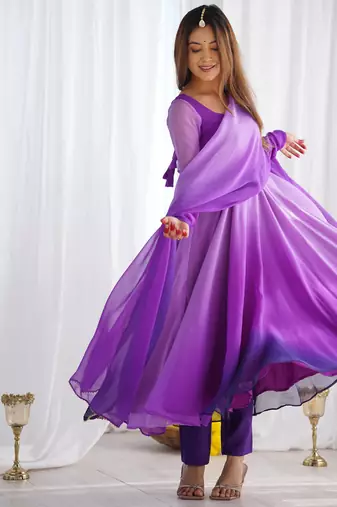 Multi Colour Georgette Fully Flair Anarkali Kurti With Dupatta