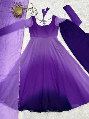 Multi Colour Georgette Fully Flair Anarkali Kurti With Dupatta 5