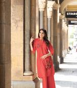 Women Rayon Print Kurta With Palazzo