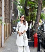 Women Rayon Print Kurta With Palazzo