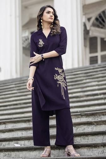 Women Rayon Print Kurta With Palazzo