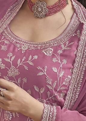 Art Silk Embroidery Traditional New Collection Kurta Palazzo with Dupatta Set 4