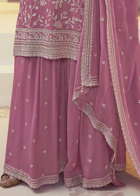 Art Silk Embroidery Traditional New Collection Kurta Palazzo with Dupatta Set 5