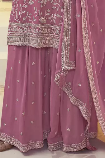 Trendmalls Art Silk Embroidery Traditional New Collection Kurta Palazzo with Dupatta Set