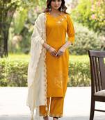 Women Thread & Hand work Viscose weaving Kurta With Trouser & Dupatta