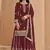 Maroon faux georgette embroidered palazzo suit