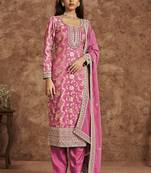 Pink dola silk jacquard designer salwar suit