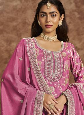 Pink dola silk jacquard designer salwar suit 3