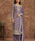 Lavender dola silk jacquard designer salwar suit