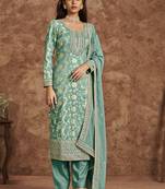 Sky blue dola silk jacquard designer salwar suit