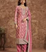 Light peach dola silk jacquard designer salwar suit