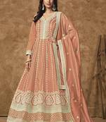 Light orange dola silk embroidered anarkali suit