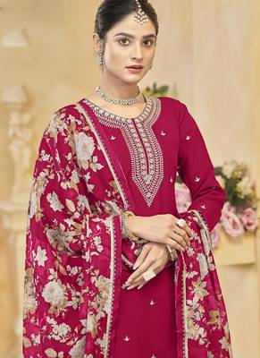 Rani pink roman silk embroidered palazzo suit 3