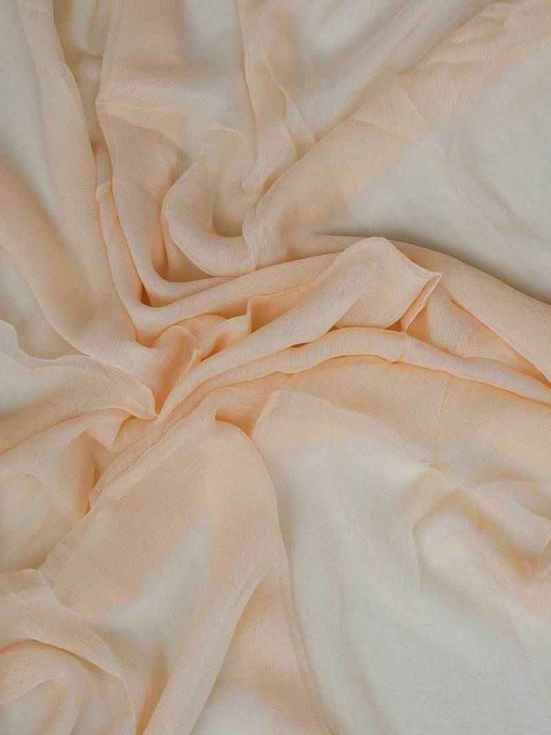 Hand embroidered peach cotton lucknowi chikankari unstitched suit piece