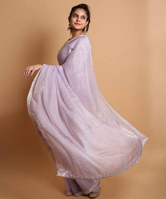 Twilight shimmer saree with ready blouse. 7
