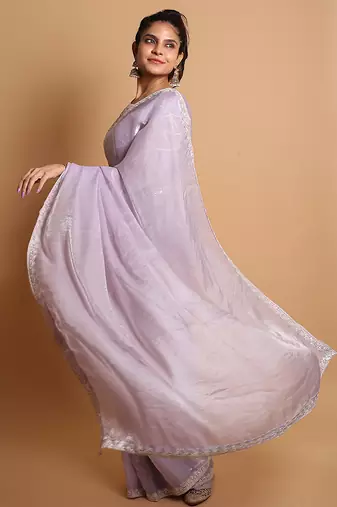 Twilight shimmer saree with ready blouse.