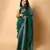 Rama green embroidered saree with ready blouse