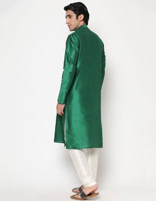 green silk kurta pajama set in with white churidar 2