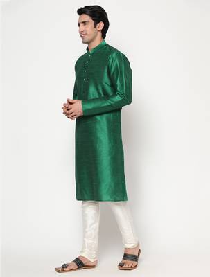 green silk kurta pajama set in with white churidar 3