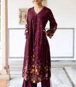 merlot printed kurta pant set