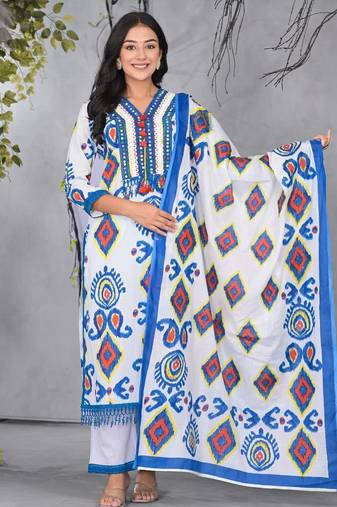 Aranya tint ikat print cotton suit set