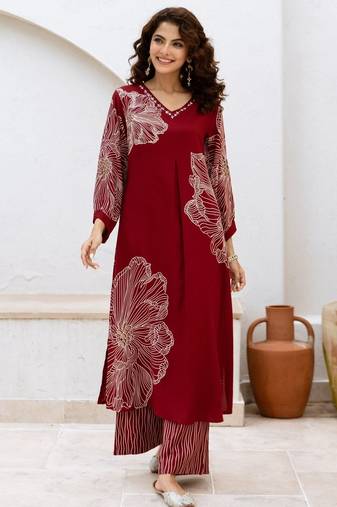 Bakul cardinal printed kurta pant set