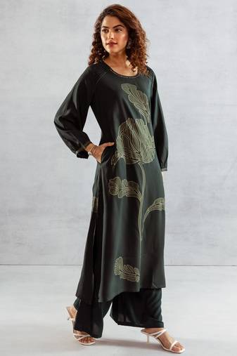 moss printed kurta pant set