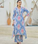 ocean ikat print kurta pant set