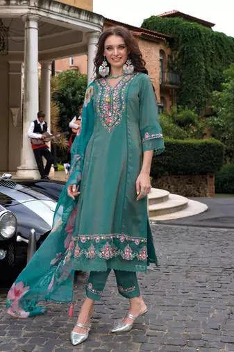 teal full work heavy suit set