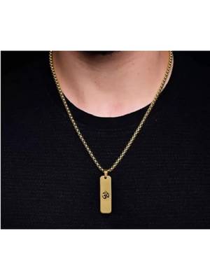 men om design gold plated rectangular shape pendant 2
