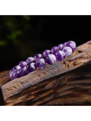 natural round amethyst semi precious gemstone bracelet 1