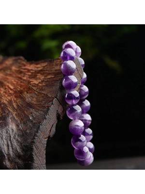 natural round amethyst semi precious gemstone bracelet 2