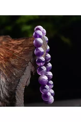 natural round amethyst semi precious gemstone bracelet