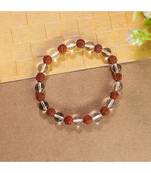  natural rudraksha & quartz beaded stretchable bracelet
