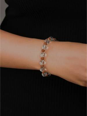  natural rudraksha & quartz beaded stretchable bracelet 4