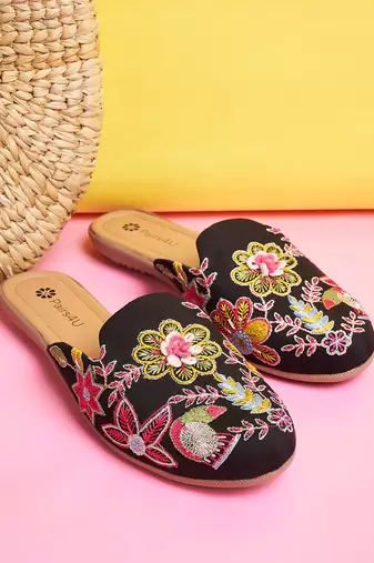 black mojari jutti ethnic punjabi juttis comfortable sole for  & girls
