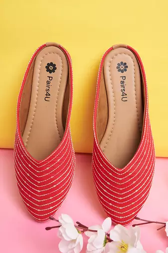 red mojari jutti ethnic punjabi juttis comfortable sole for  & girls