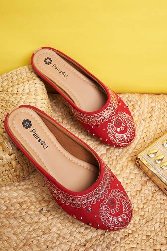 red mojari jutti ethnic punjabi juttis comfortable sole for  & girls