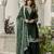 Dark Green Satin Embroidery Skirt Kurta with Dupatta Set