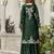 Dark Green Satin Embroidery Skirt Kurta with Dupatta Set