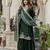 Dark Green Satin Embroidery Skirt Kurta with Dupatta Set