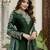 Dark Green Satin Embroidery Skirt Kurta with Dupatta Set