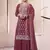 Mauve embroidered chinon free size palazzo style salwar suit