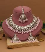 Blush pink color kundan necklace set